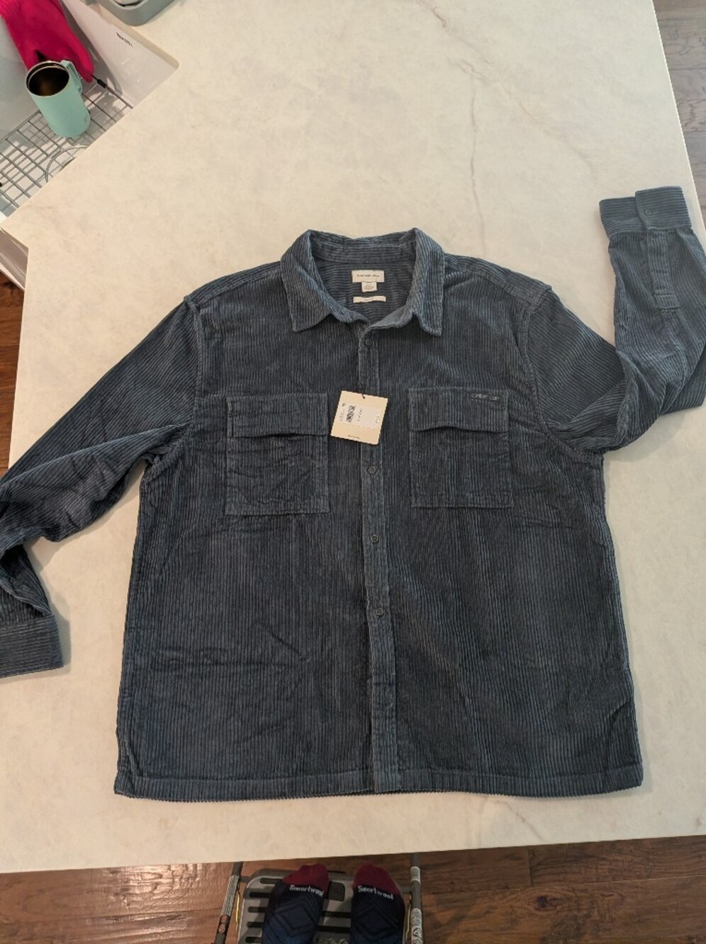 Calvin Klein Corduroy Button-Up Shirt Jacket - Blue